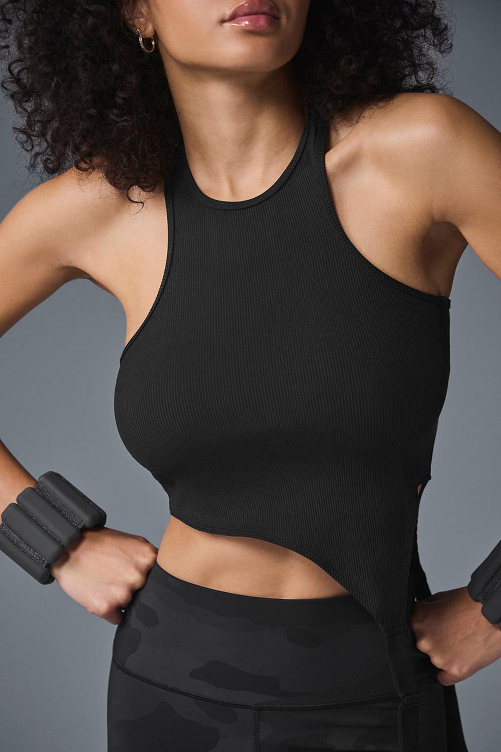 Camiseta Sin Mangas Running Alo Yoga Alosoft Ribbed Revelation Mujer Negras | Colombia  HBYT-70453
