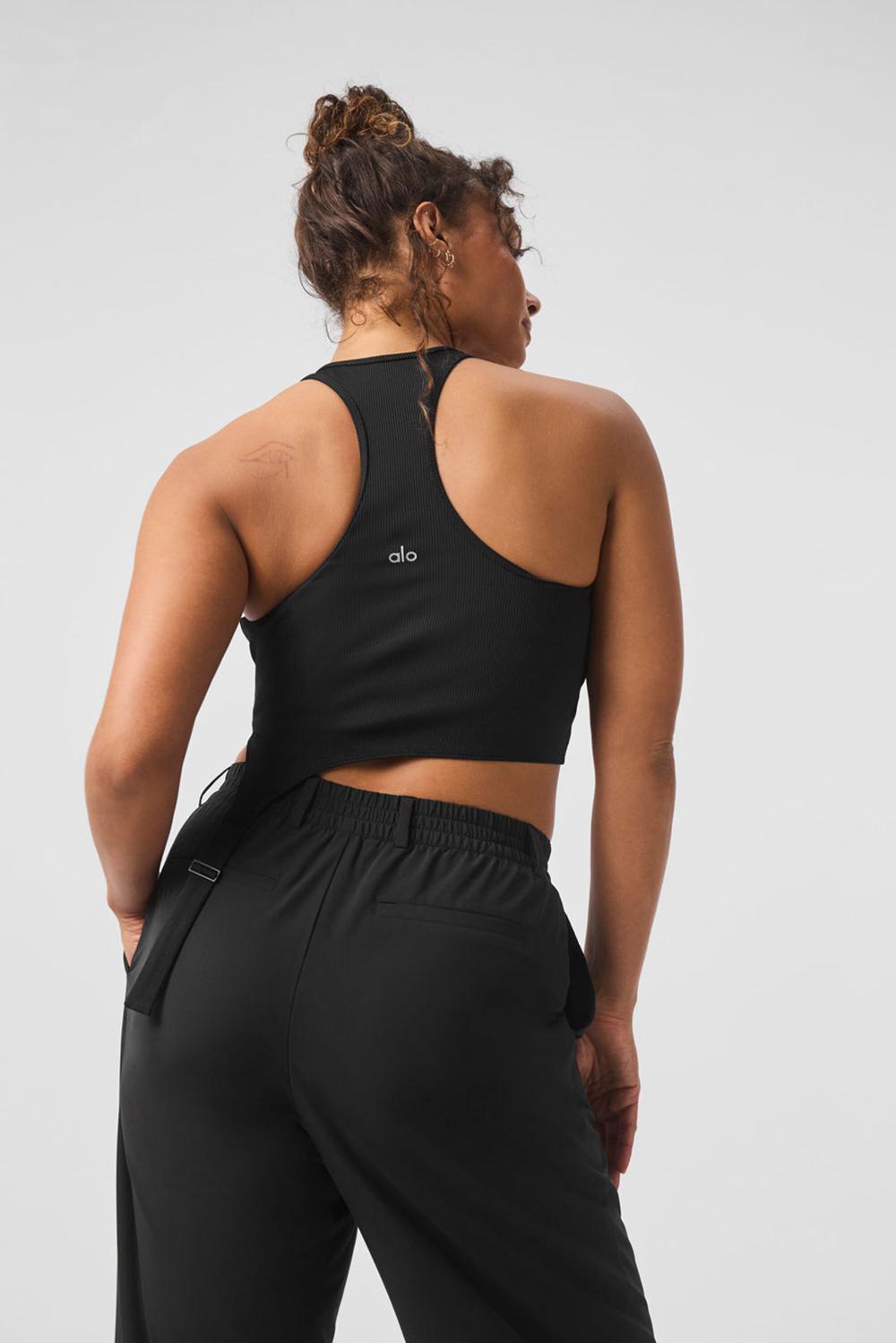 Camiseta Sin Mangas Running Alo Yoga Alosoft Ribbed Revelation Mujer Negras | Colombia  HBYT-70453