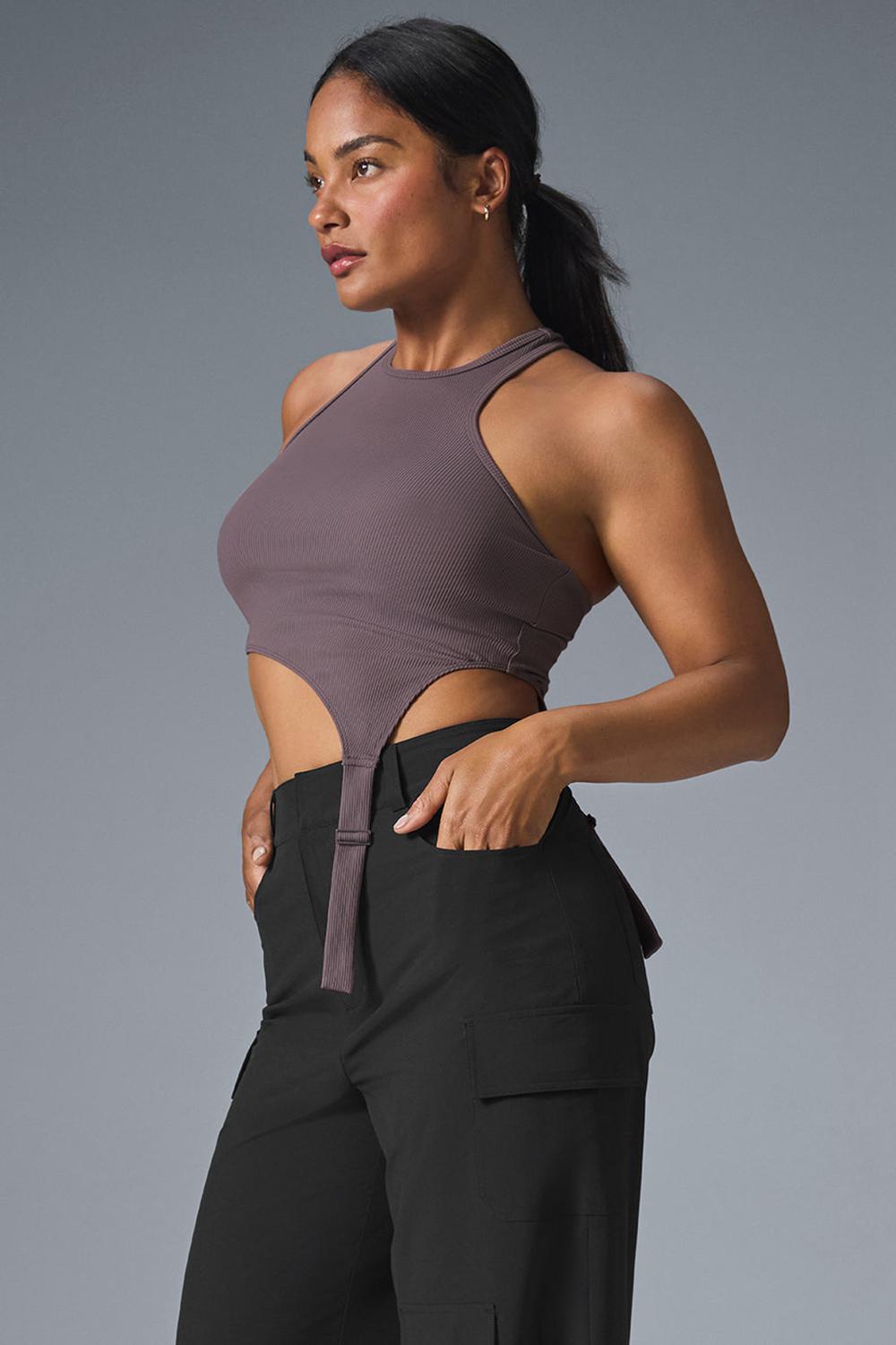 Camiseta Sin Mangas Running Alo Yoga Alosoft Ribbed Revelation Mujer Raisinette | Colombia  XLVU-41295