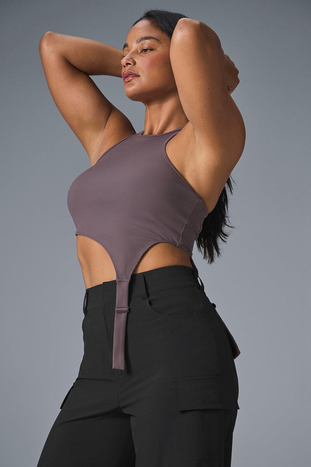 Camiseta Sin Mangas Running Alo Yoga Alosoft Ribbed Revelation Mujer Raisinette | Colombia  XLVU-41295