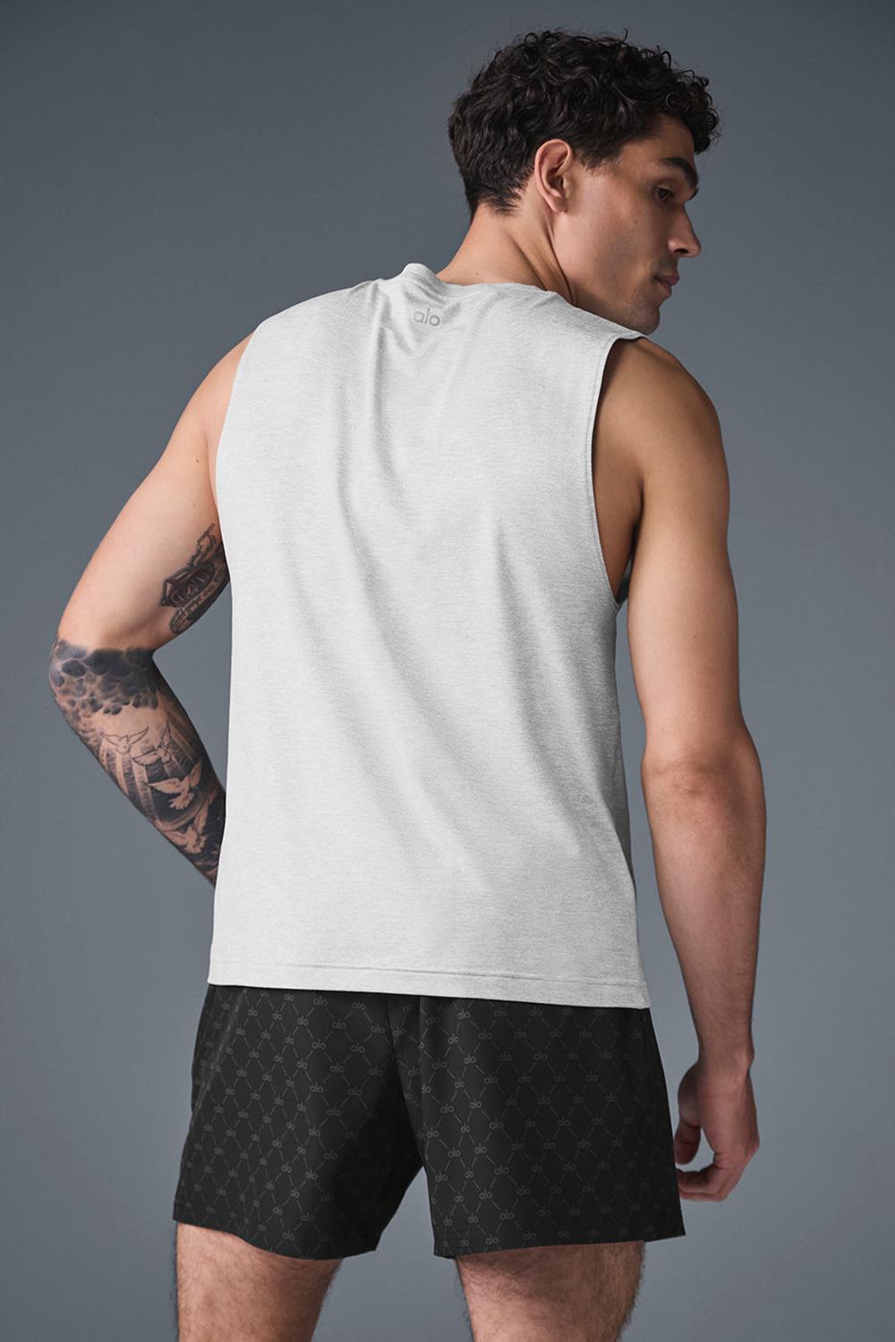 Camiseta Sin Mangas Running Alo Yoga Conquer Muscle Hombre Gris | Colombia  LWAZ-21460