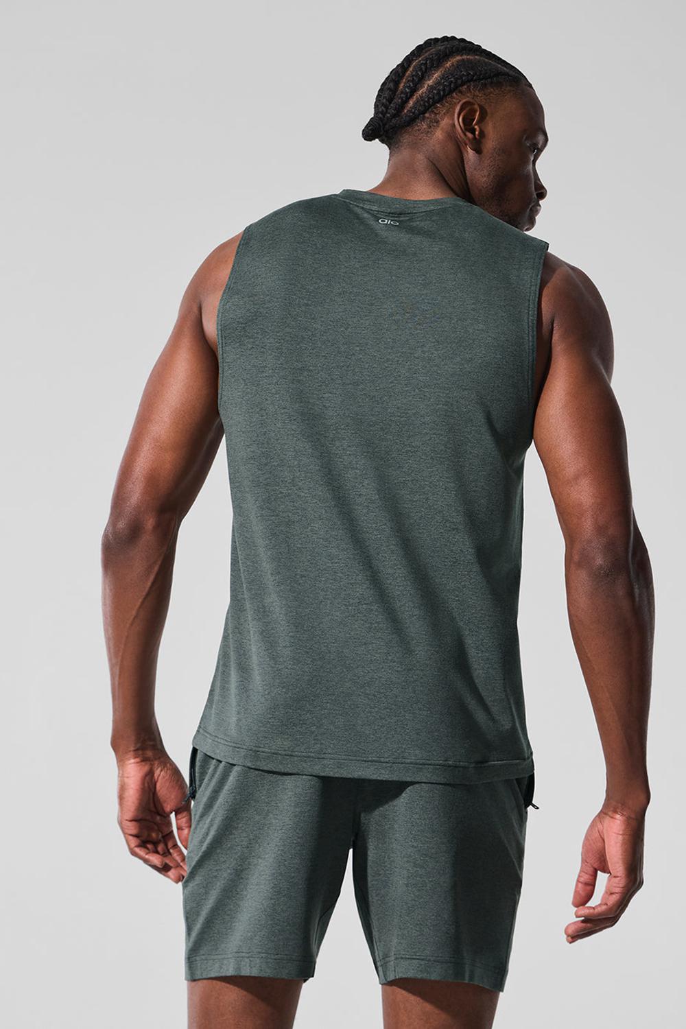 Camiseta Sin Mangas Running Alo Yoga Conquer Muscle Hombre Verde | Colombia  CXKR-16450