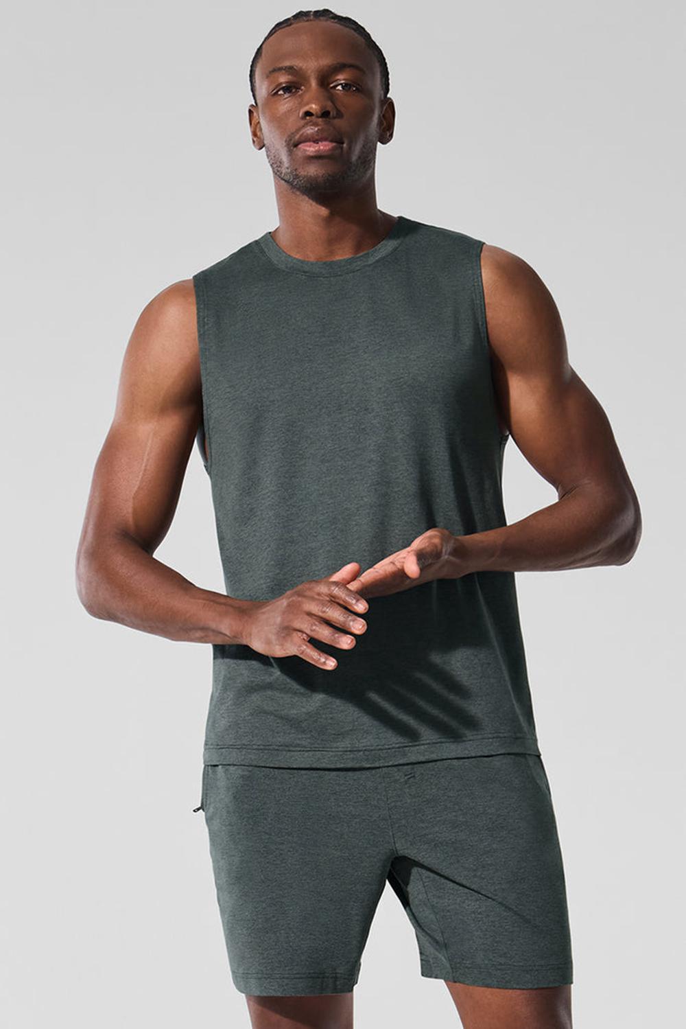 Camiseta Sin Mangas Running Alo Yoga Conquer Muscle Hombre Verde | Colombia  CXKR-16450