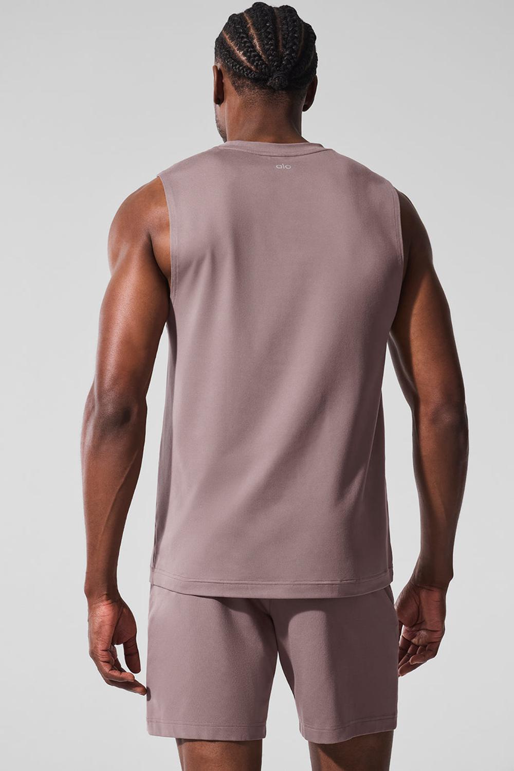 Camiseta Sin Mangas Running Alo Yoga Conquer Muscle Hombre Mushroom | Colombia  EDXQ-38264