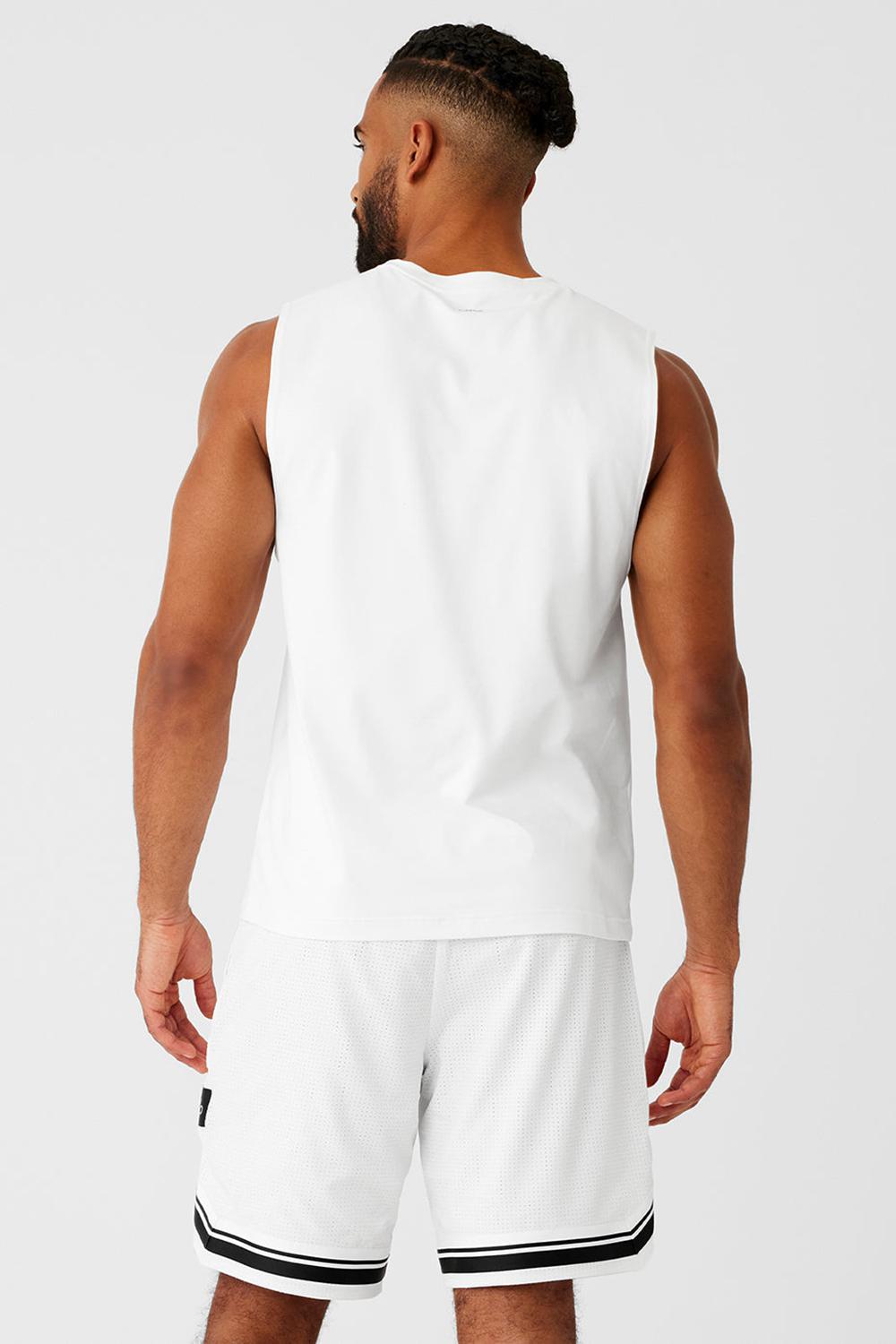 Camiseta Sin Mangas Running Alo Yoga Conquer Muscle Hombre Blancas | Colombia  VJWR-32467