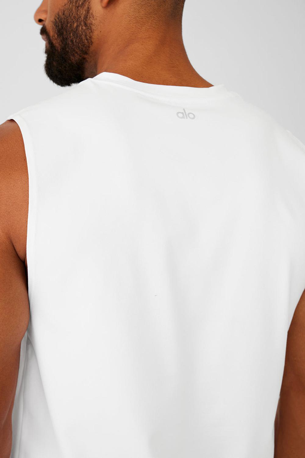Camiseta Sin Mangas Running Alo Yoga Conquer Muscle Hombre Blancas | Colombia  VJWR-32467
