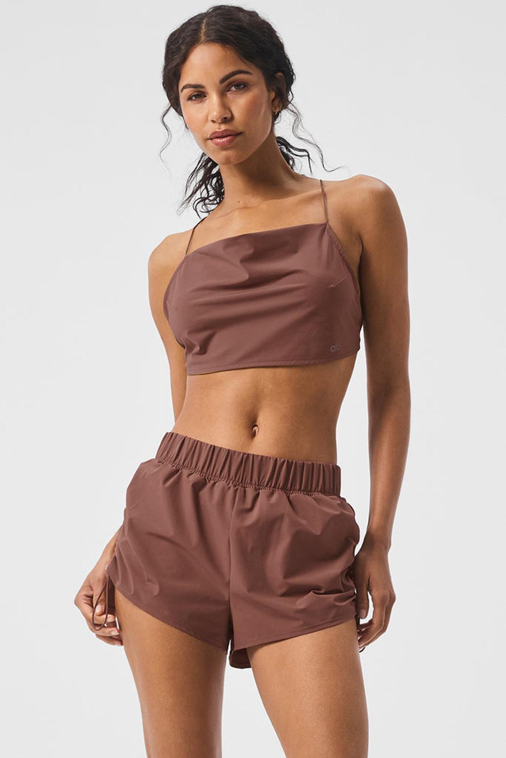 Camiseta Sin Mangas Running Alo Yoga Cropped Megastar Mujer Chestnut | Colombia  XNBS-82174