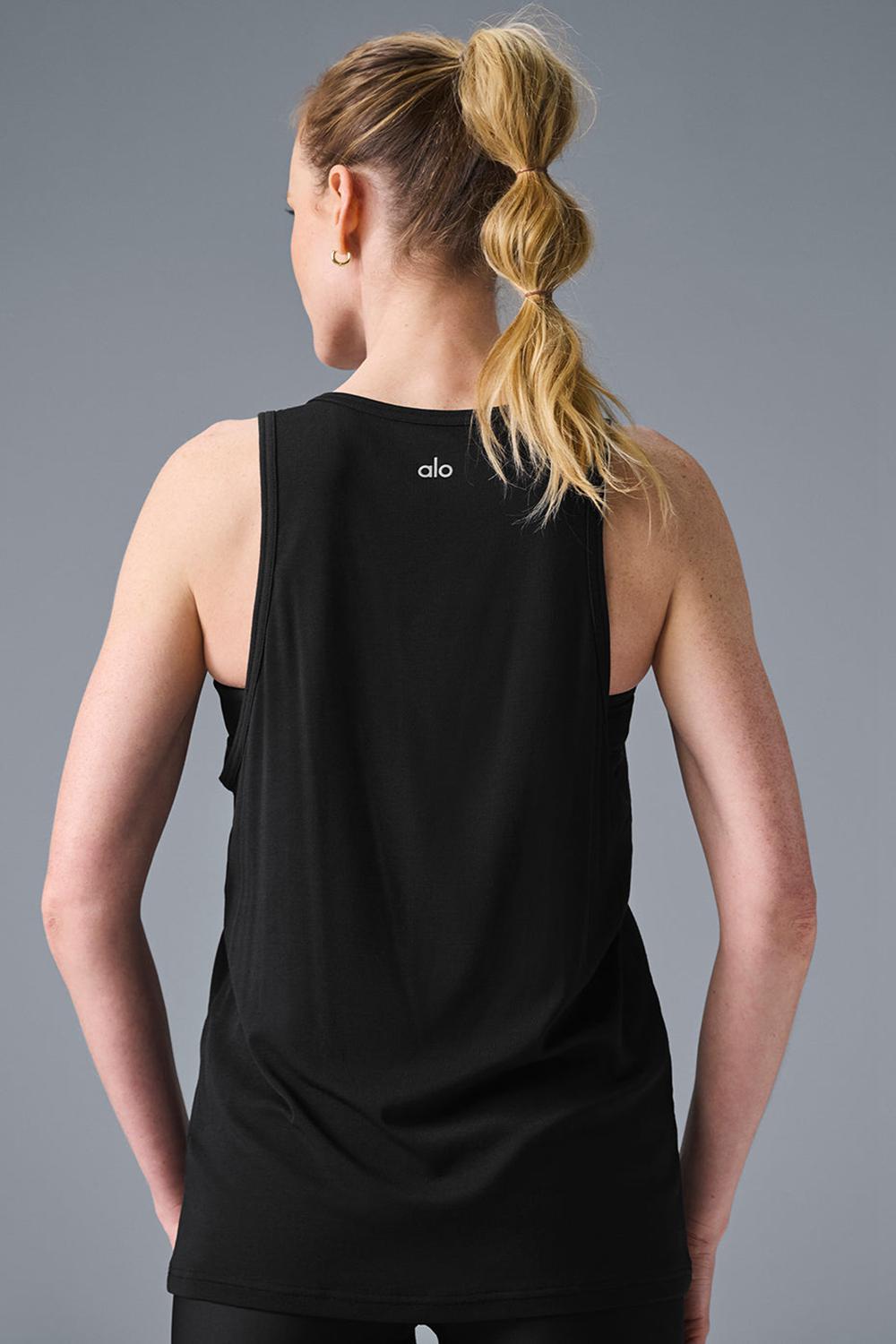 Camiseta Sin Mangas Running Alo Yoga Everyday Modal Rib Mujer Negras | Colombia  YJMA-20359