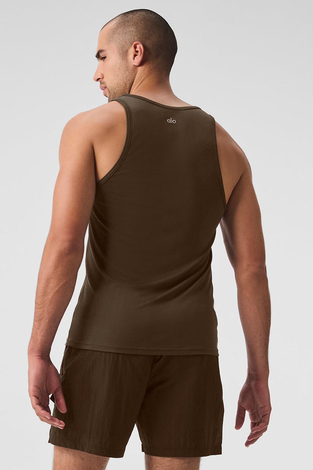 Camiseta Sin Mangas Running Alo Yoga Everyday Modal Rib Hombre Espresso | Colombia  UMCB-28164