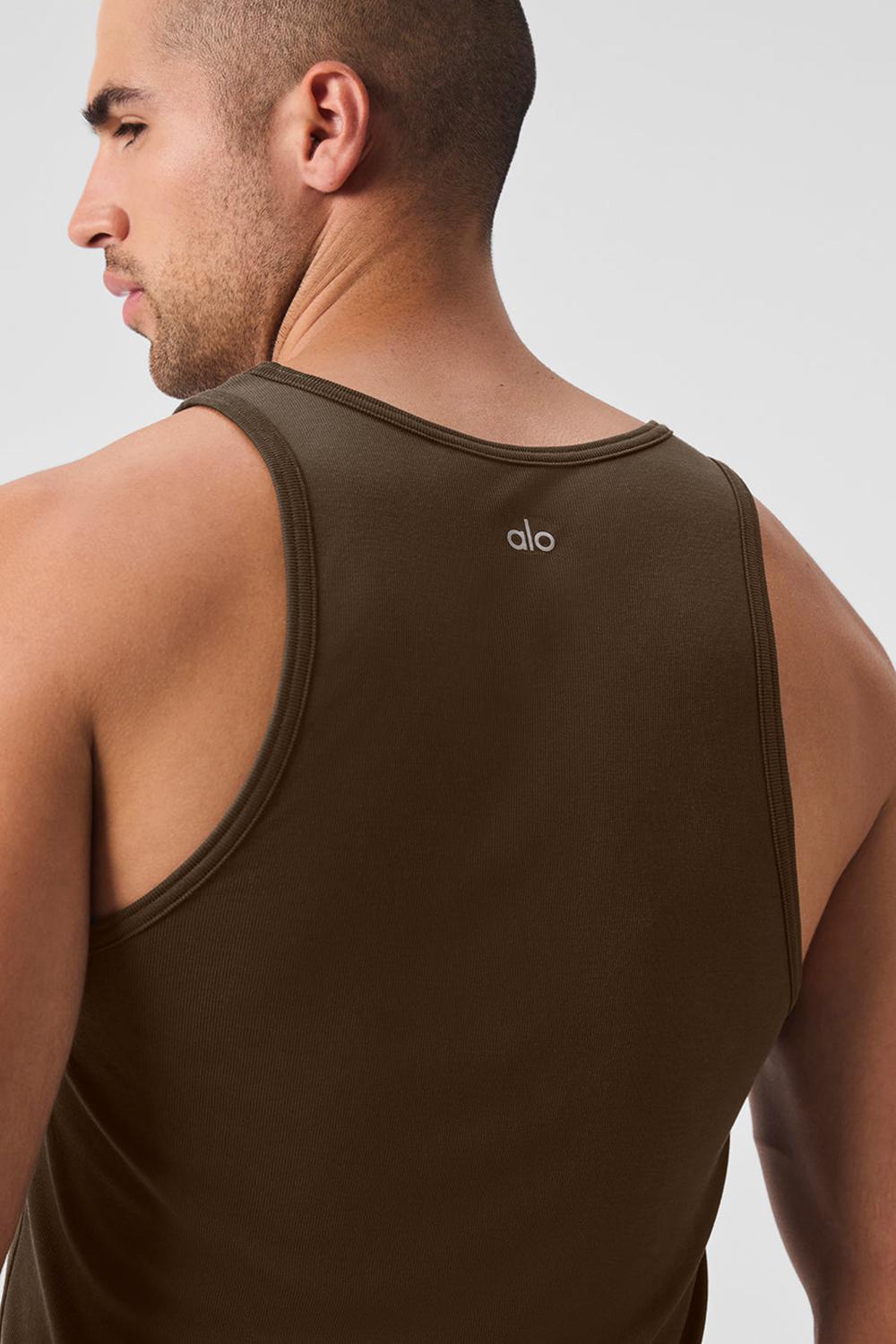 Camiseta Sin Mangas Running Alo Yoga Everyday Modal Rib Hombre Espresso | Colombia  UMCB-28164