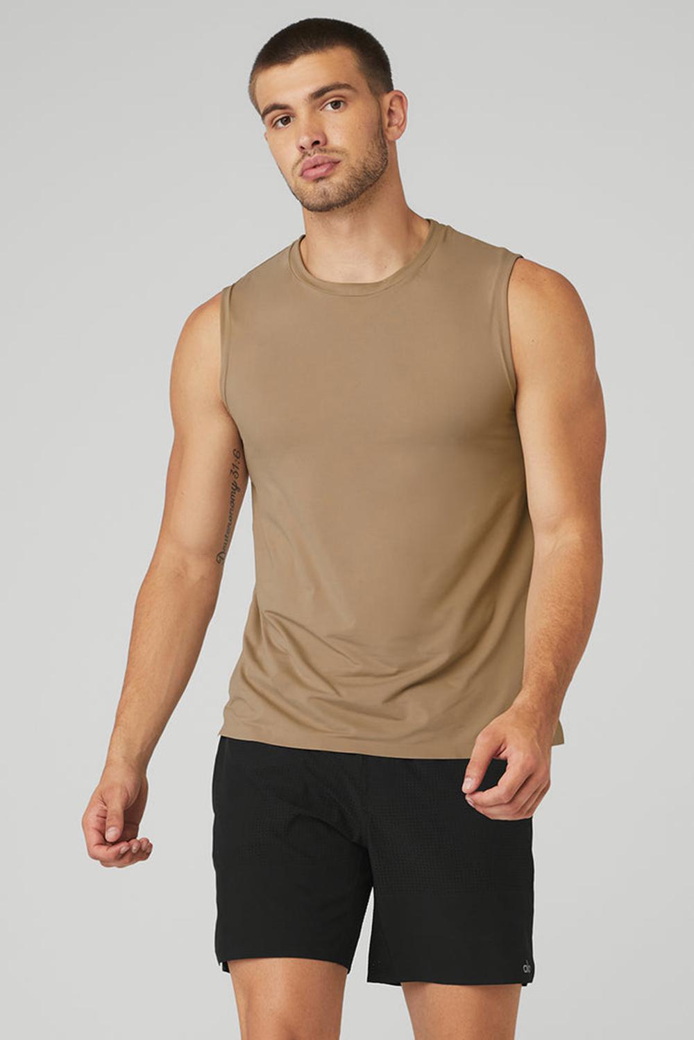 Camiseta Sin Mangas Running Alo Yoga Idol Performance Hombre Gravel | Colombia  RWQO-38752