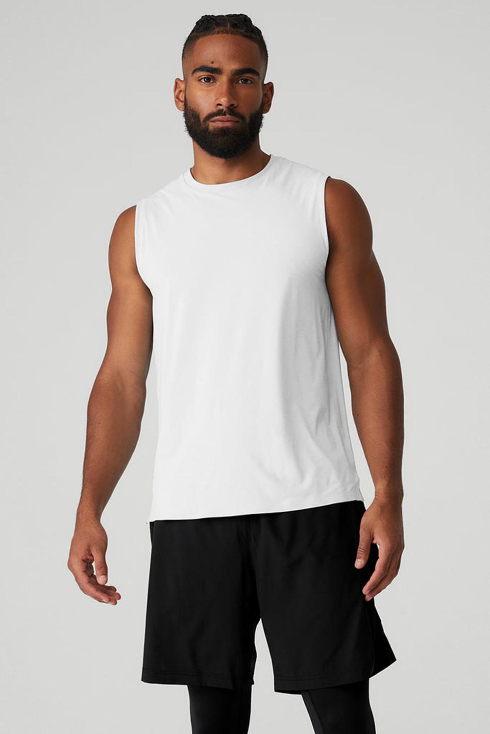 Camiseta Sin Mangas Running Alo Yoga Idol Performance Hombre Blancas | Colombia  DWTF-23947