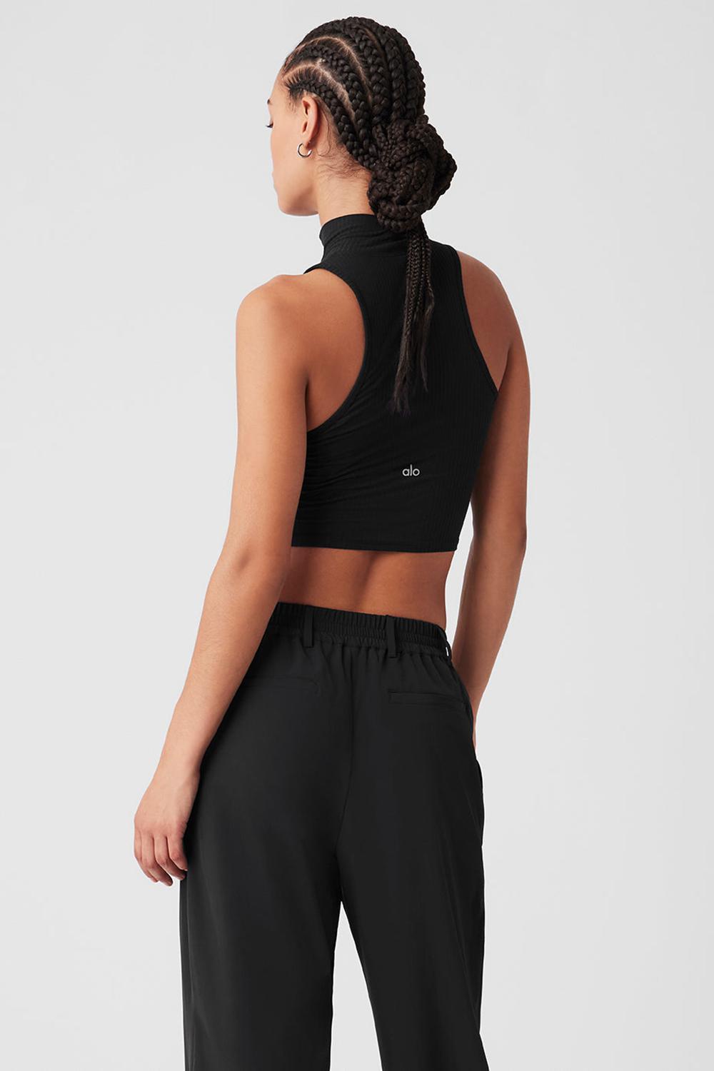 Camiseta Sin Mangas Running Alo Yoga Ribbed Sea Coast Cropped Turtleneck Mujer Negras | Colombia  SQDN-64918
