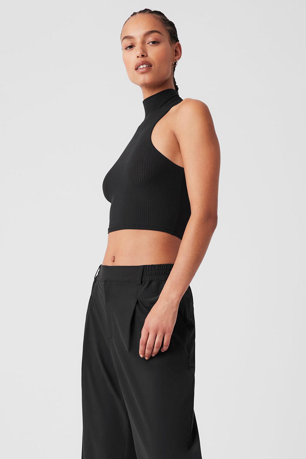Camiseta Sin Mangas Running Alo Yoga Ribbed Sea Coast Cropped Turtleneck Mujer Negras | Colombia  SQDN-64918