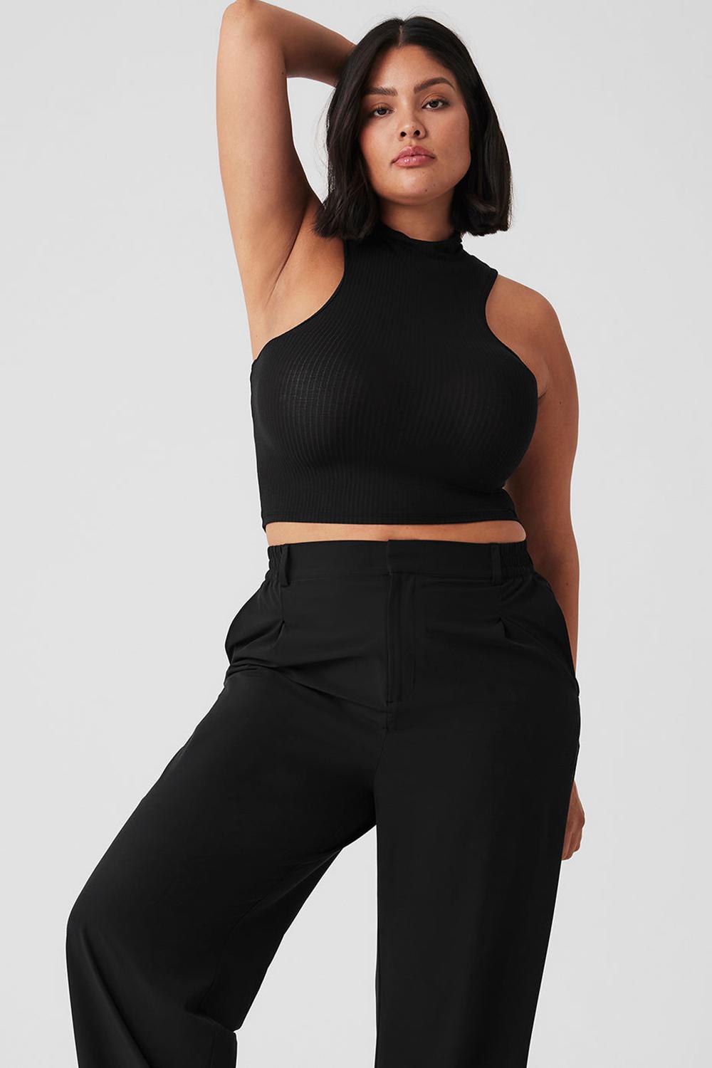 Camiseta Sin Mangas Running Alo Yoga Ribbed Sea Coast Cropped Turtleneck Mujer Negras | Colombia  SQDN-64918