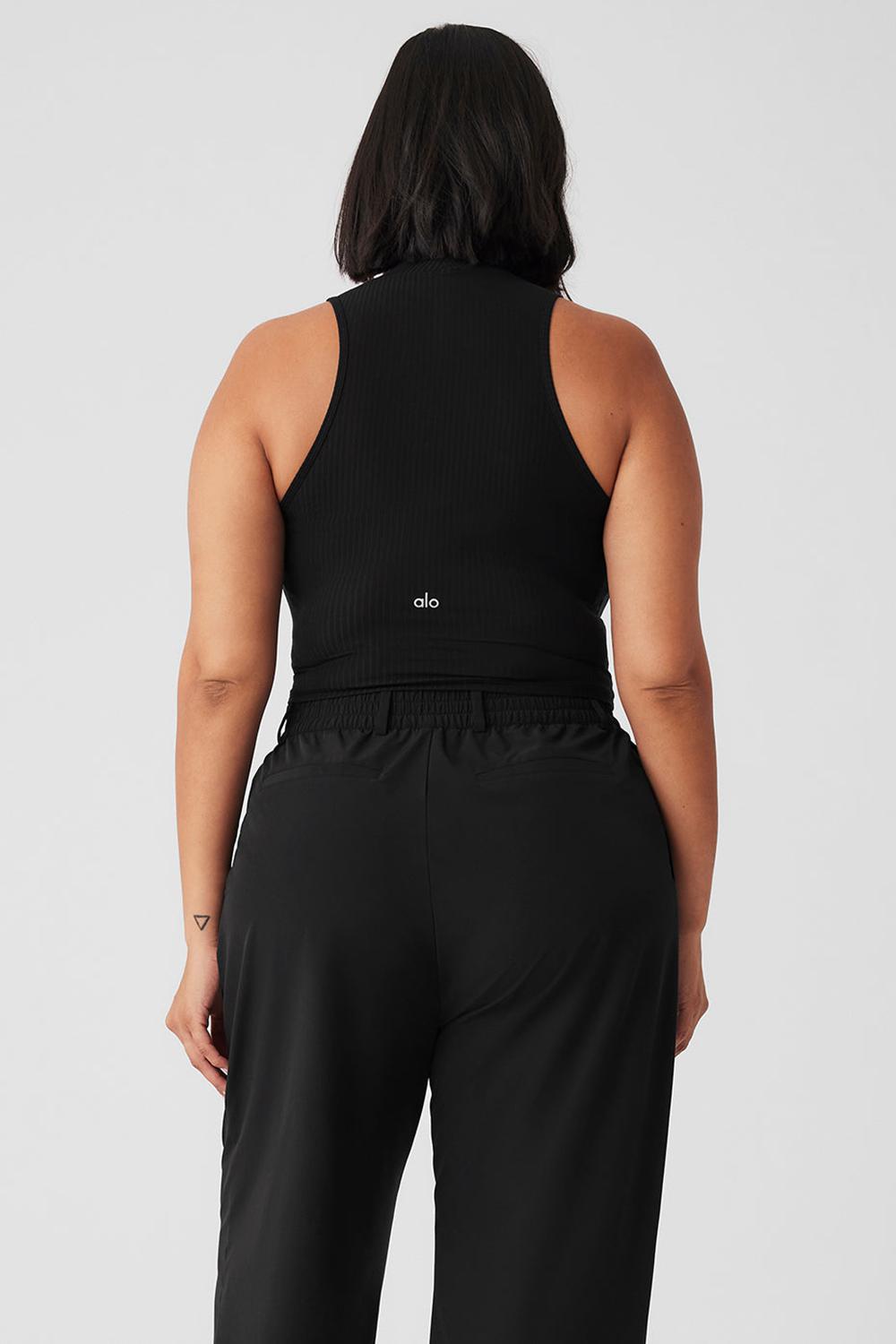 Camiseta Sin Mangas Running Alo Yoga Ribbed Sea Coast Cropped Turtleneck Mujer Negras | Colombia  SQDN-64918