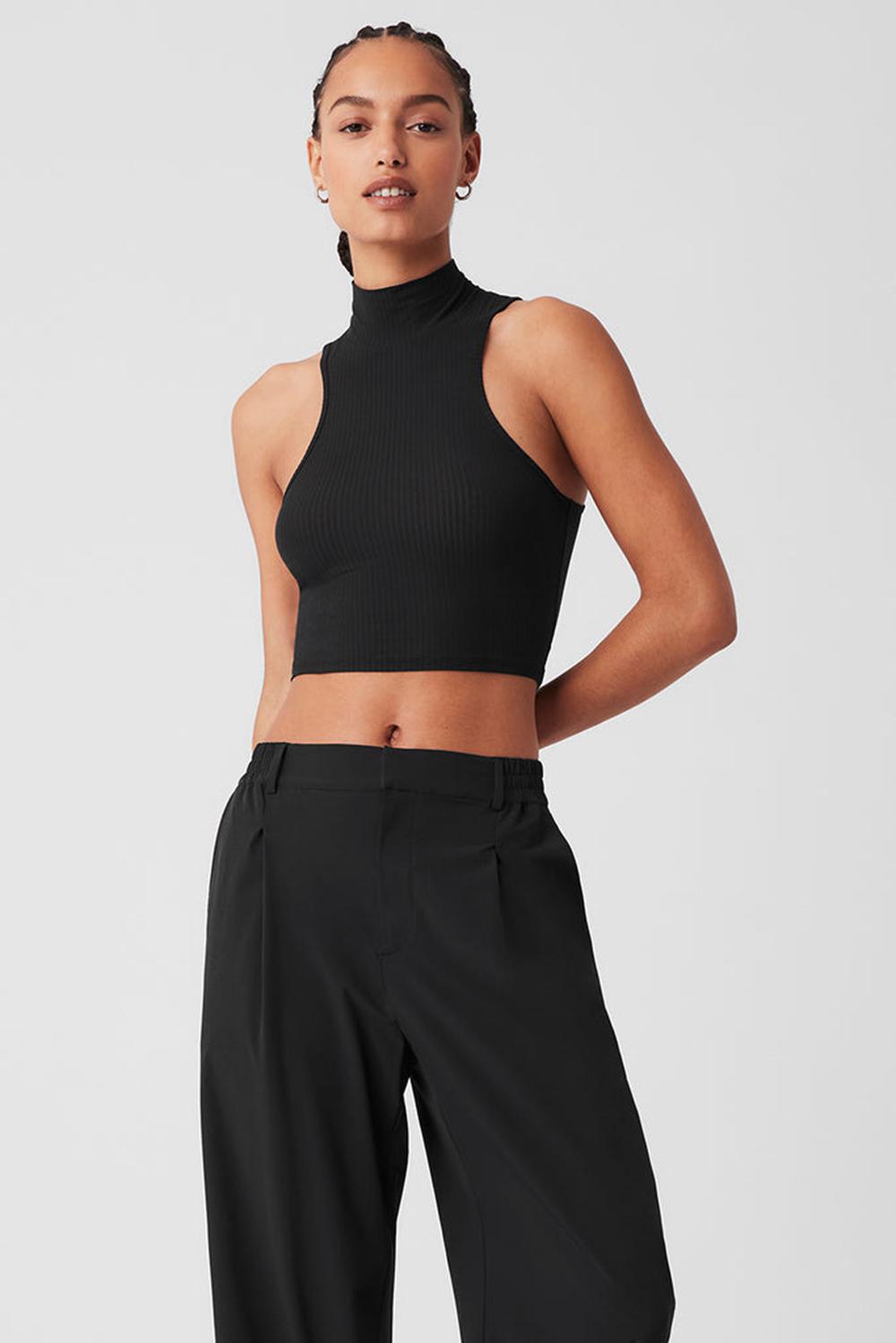 Camiseta Sin Mangas Running Alo Yoga Ribbed Sea Coast Cropped Turtleneck Mujer Negras | Colombia  SQDN-64918