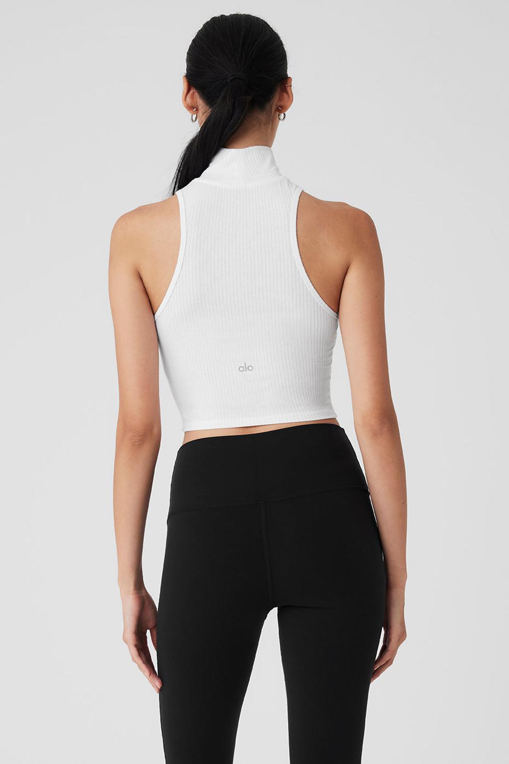 Camiseta Sin Mangas Running Alo Yoga Ribbed Sea Coast Cropped Turtleneck Mujer Blancas | Colombia  XZQU-04178