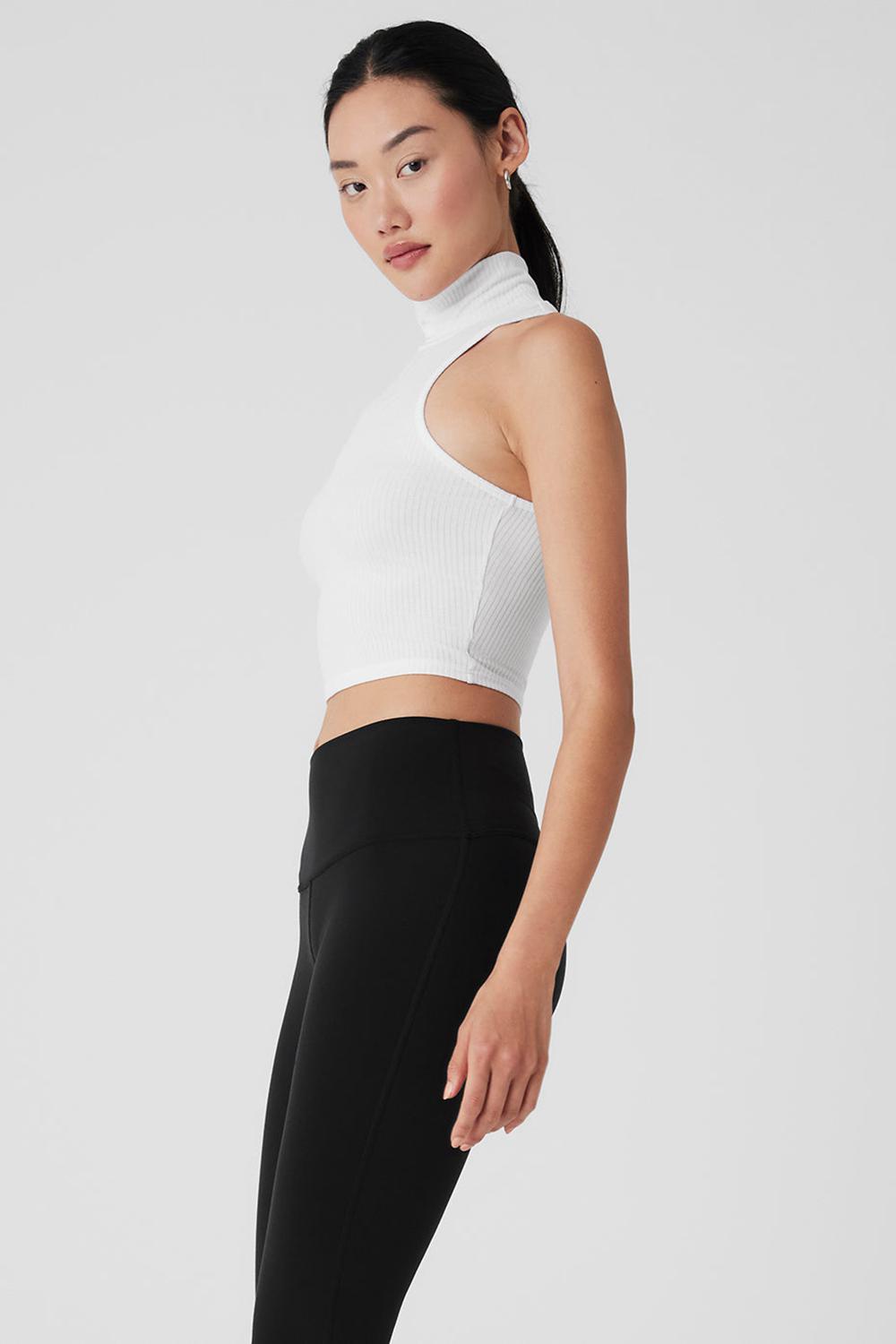 Camiseta Sin Mangas Running Alo Yoga Ribbed Sea Coast Cropped Turtleneck Mujer Blancas | Colombia  XZQU-04178