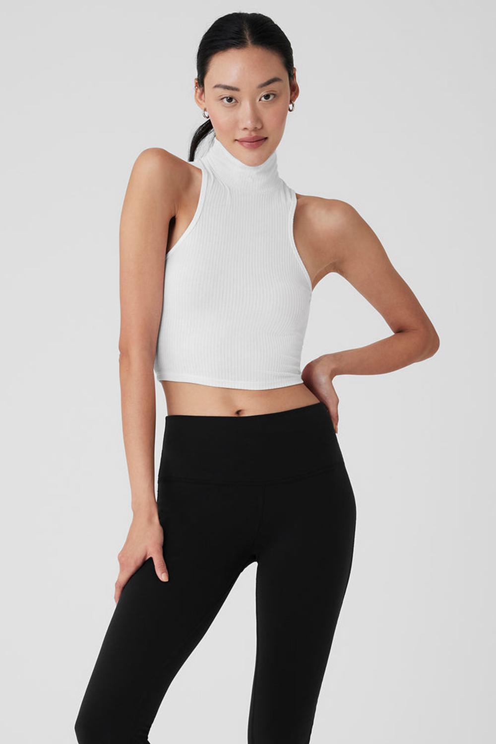Camiseta Sin Mangas Running Alo Yoga Ribbed Sea Coast Cropped Turtleneck Mujer Blancas | Colombia  XZQU-04178