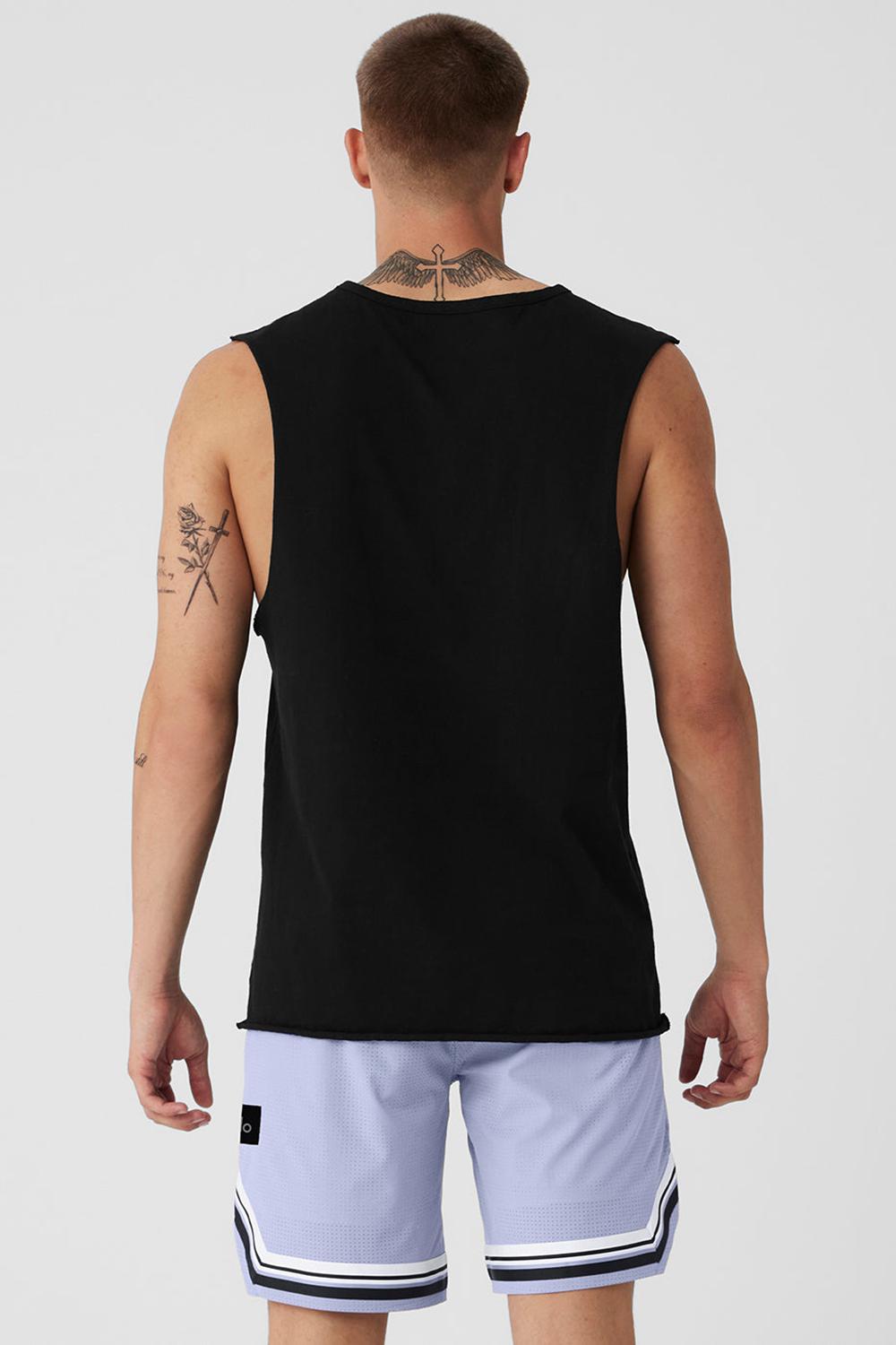 Camiseta Sin Mangas Running Alo Yoga Society Raw Edge Hombre Negras | Colombia  DHEJ-18647