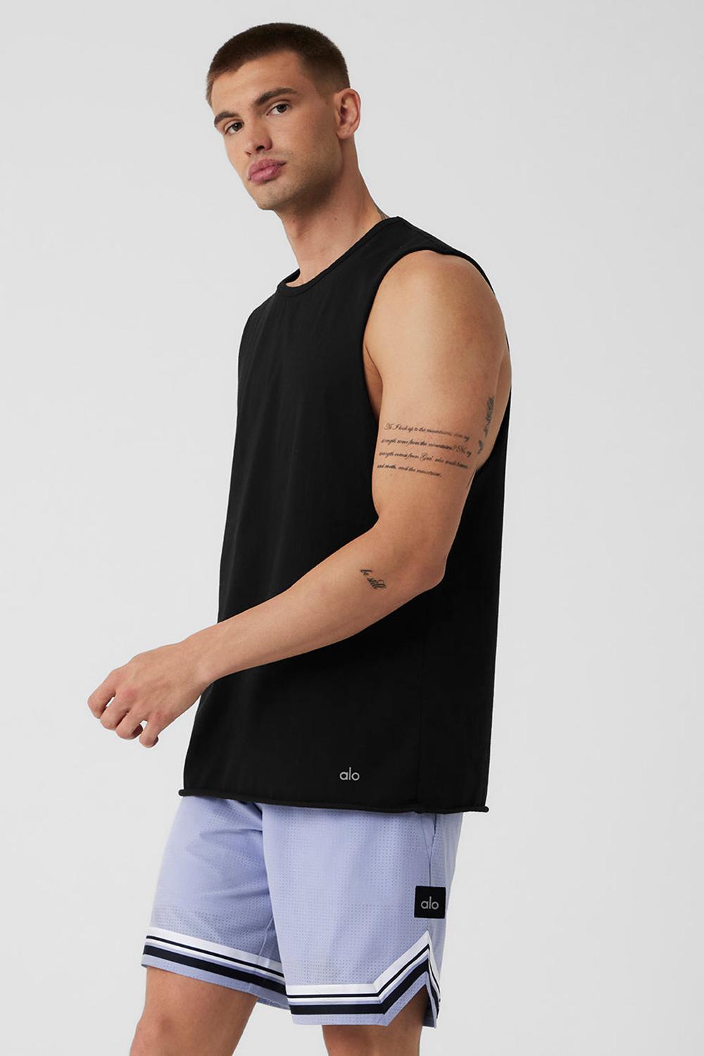 Camiseta Sin Mangas Running Alo Yoga Society Raw Edge Hombre Negras | Colombia  DHEJ-18647