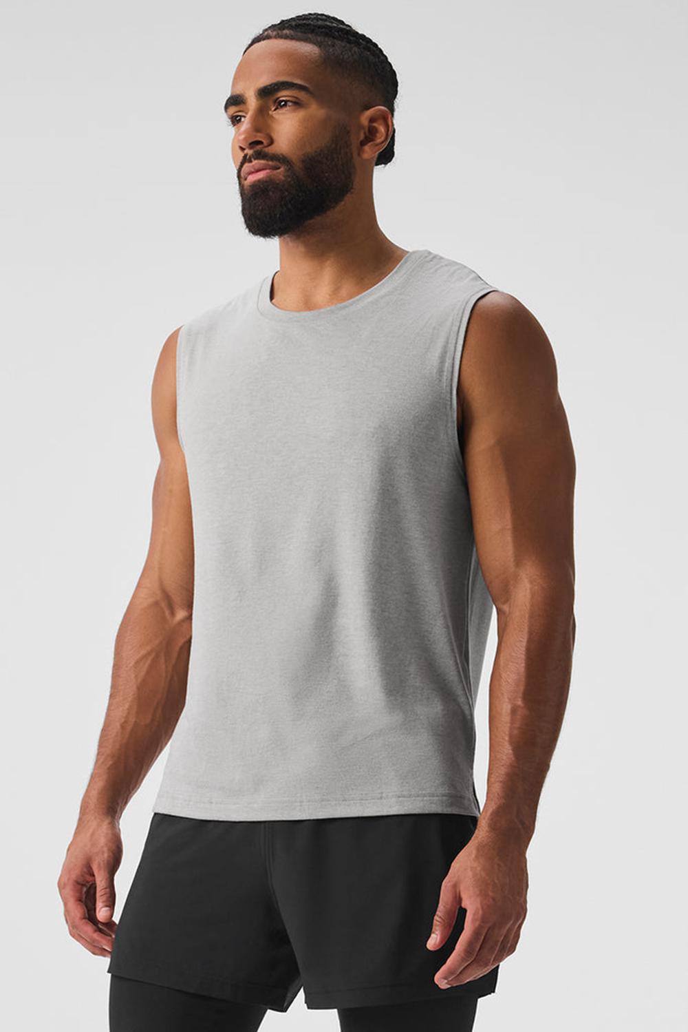 Camiseta Sin Mangas Running Alo Yoga The Triumph Muscle Hombre Gris | Colombia  UMYA-30687