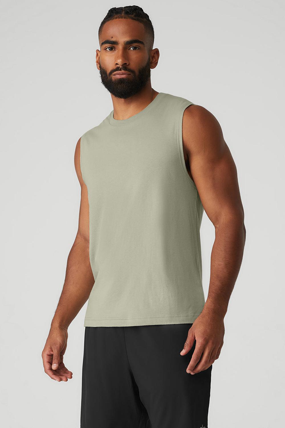 Camiseta Sin Mangas Running Alo Yoga The Triumph Muscle Hombre Limestone | Colombia  KSLZ-48376