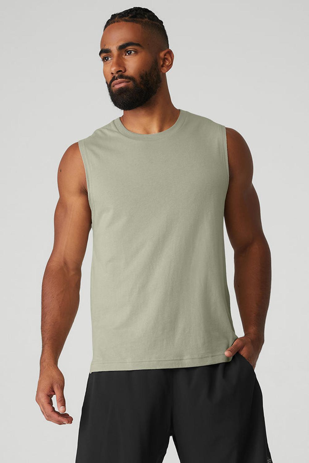 Camiseta Sin Mangas Running Alo Yoga The Triumph Muscle Hombre Limestone | Colombia  KSLZ-48376