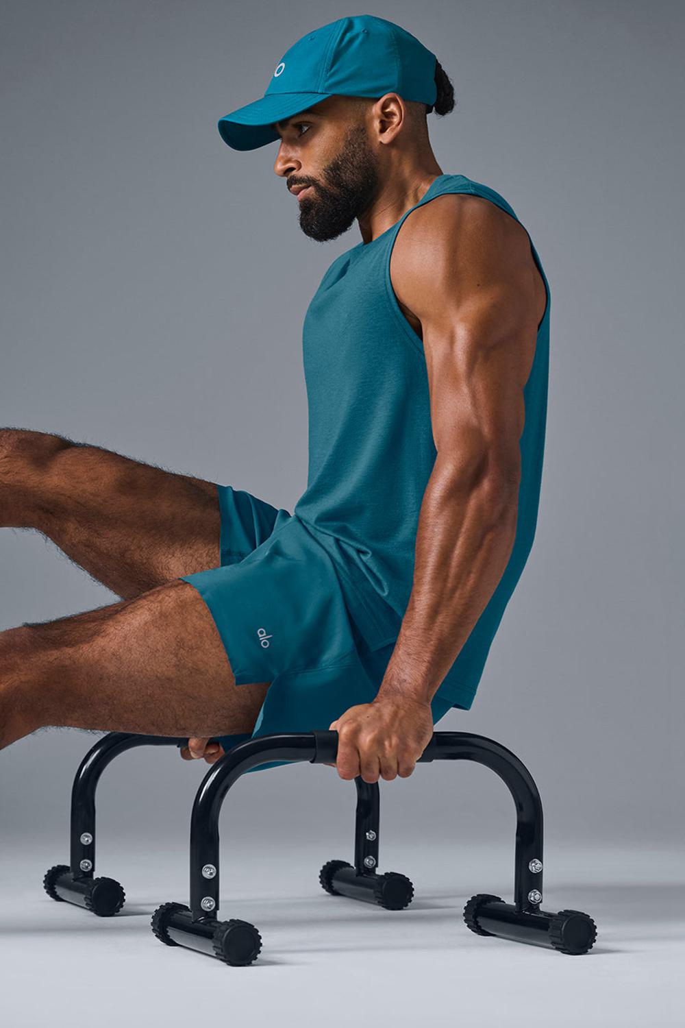 Camiseta Sin Mangas Running Alo Yoga The Triumph Muscle Hombre Oceanic Teal | Colombia  KPOF-06478