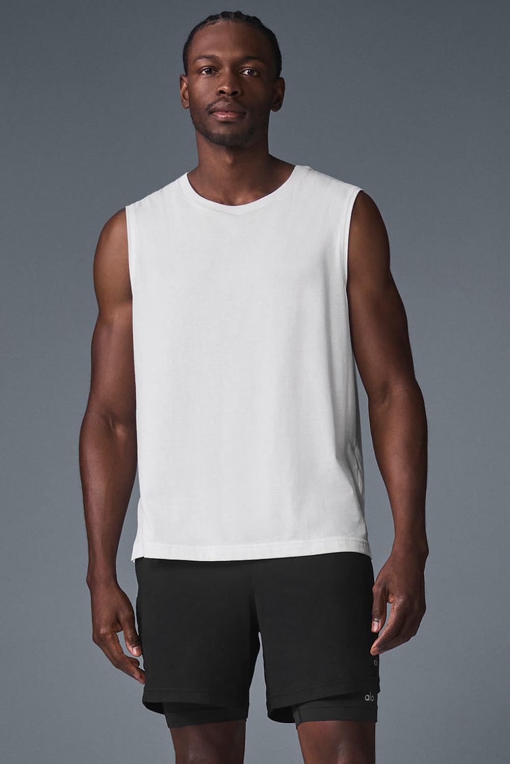 Camiseta Sin Mangas Running Alo Yoga The Triumph Muscle Hombre Blancas | Colombia  IAMJ-73208