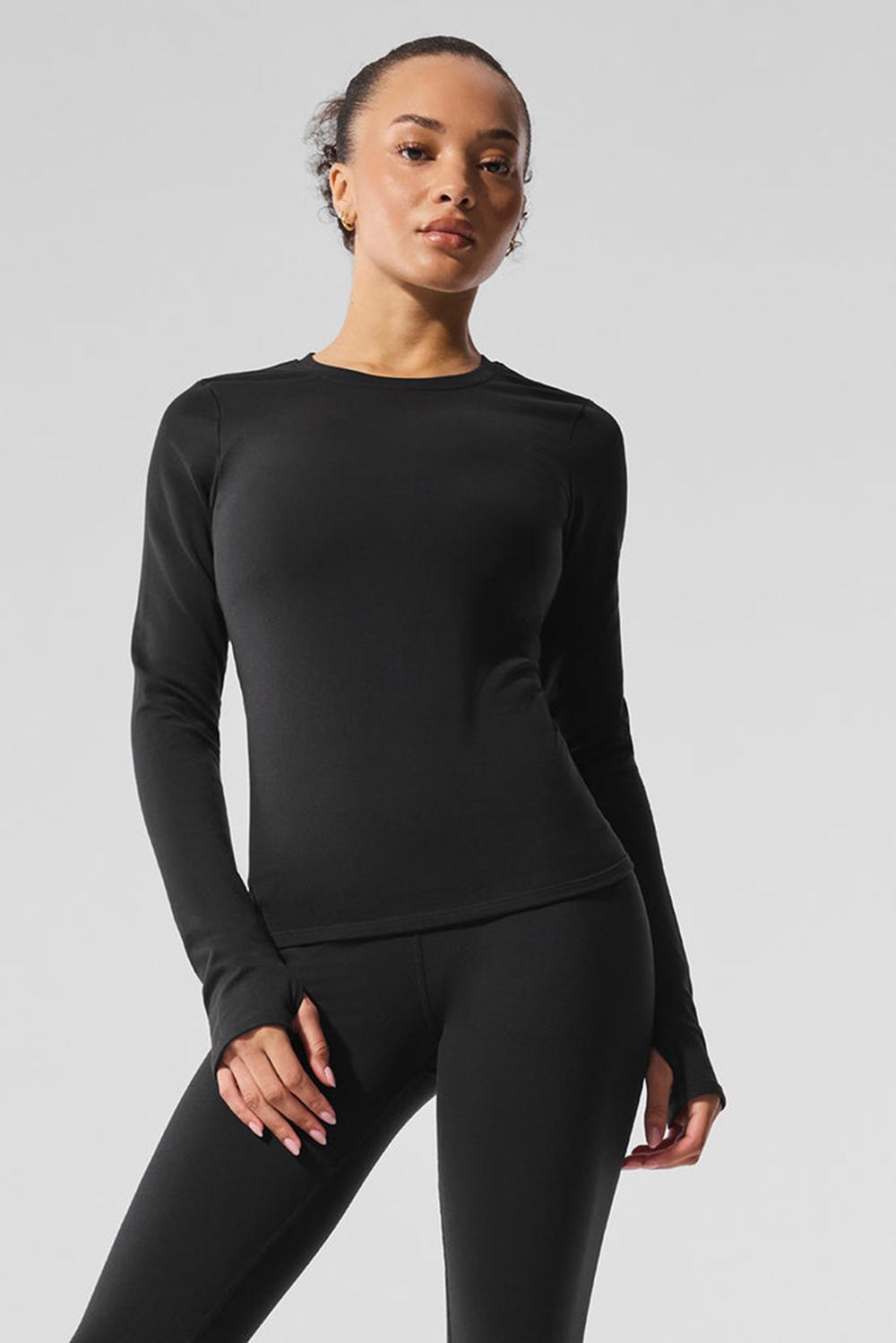 Camisetas Manga Larga Alo Yoga Airbrush Winter Warm Nocturne Mujer Negras | Colombia  QZLN-65174
