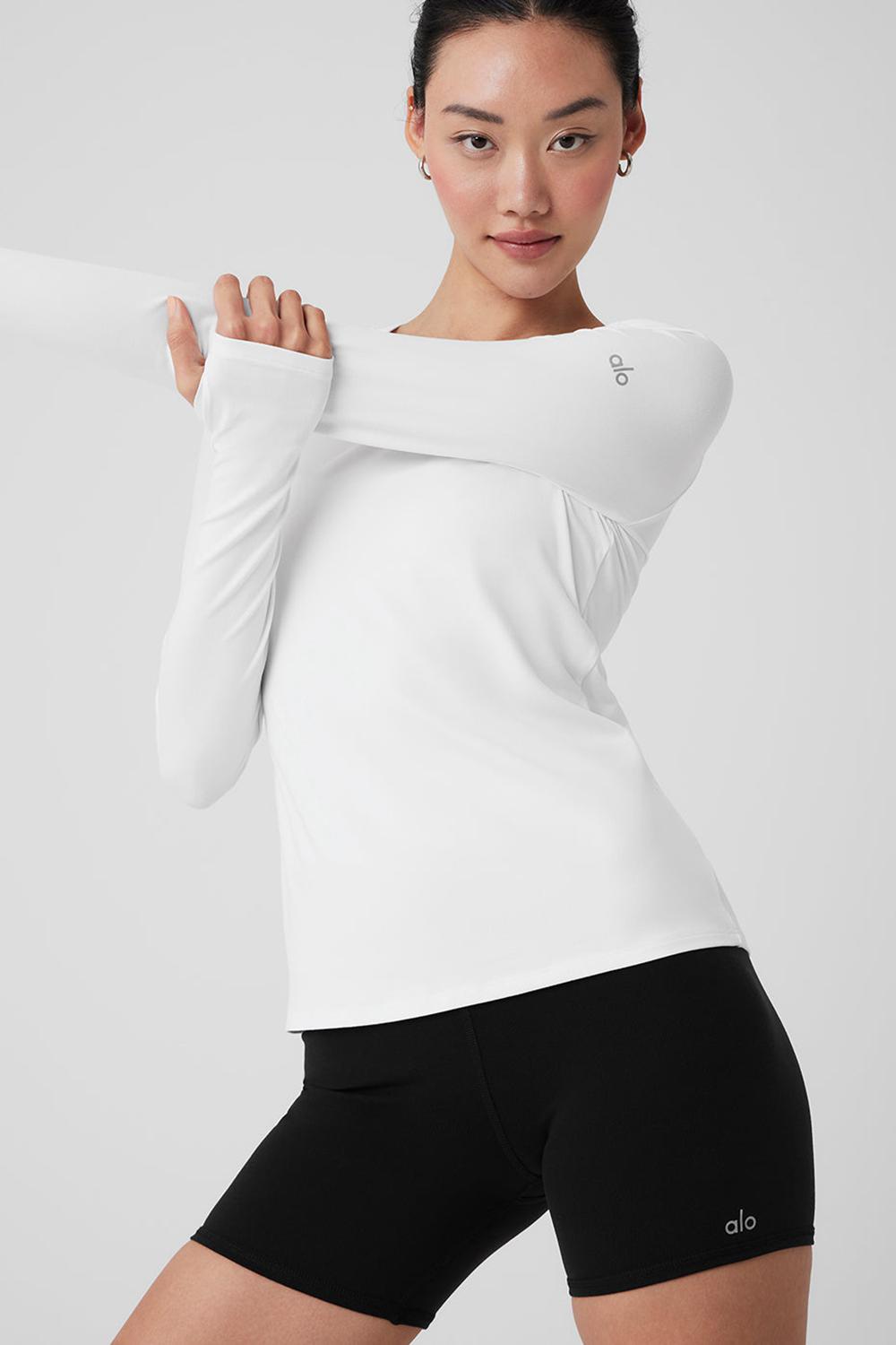 Camisetas Manga Larga Alo Yoga Alosoft Finesse Mujer Blancas | Colombia  UCBH-75092