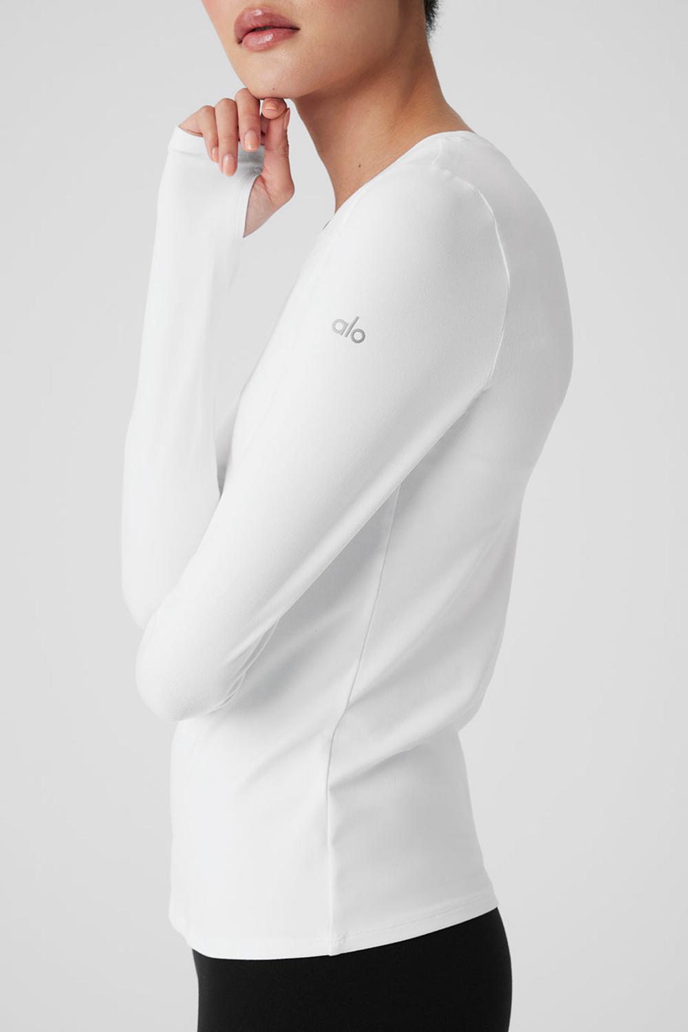 Camisetas Manga Larga Alo Yoga Alosoft Finesse Mujer Blancas | Colombia  UCBH-75092