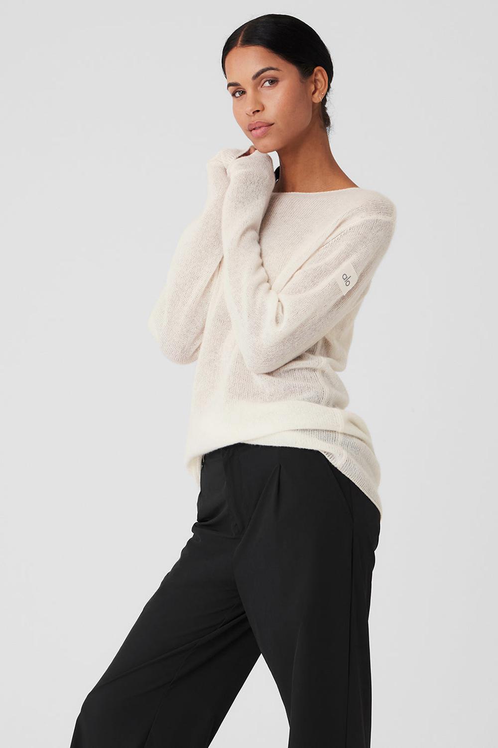 Camisetas Manga Larga Alo Yoga Cashmere Reform Mujer Ivory | Colombia  AYQJ-18257