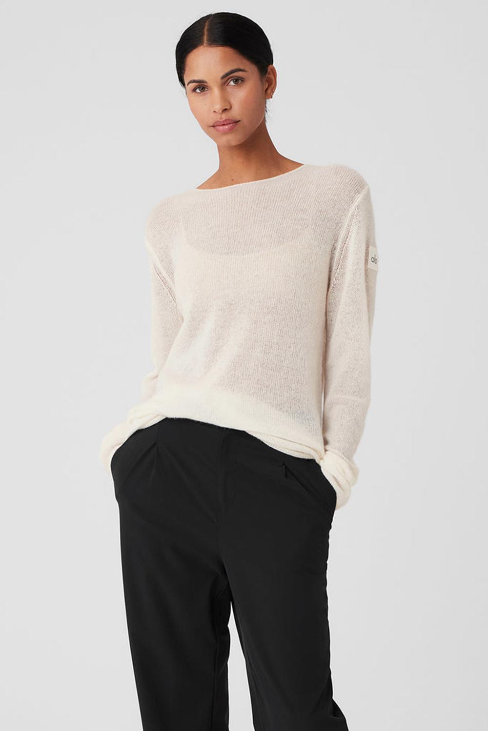 Camisetas Manga Larga Alo Yoga Cashmere Reform Mujer Ivory | Colombia  AYQJ-18257