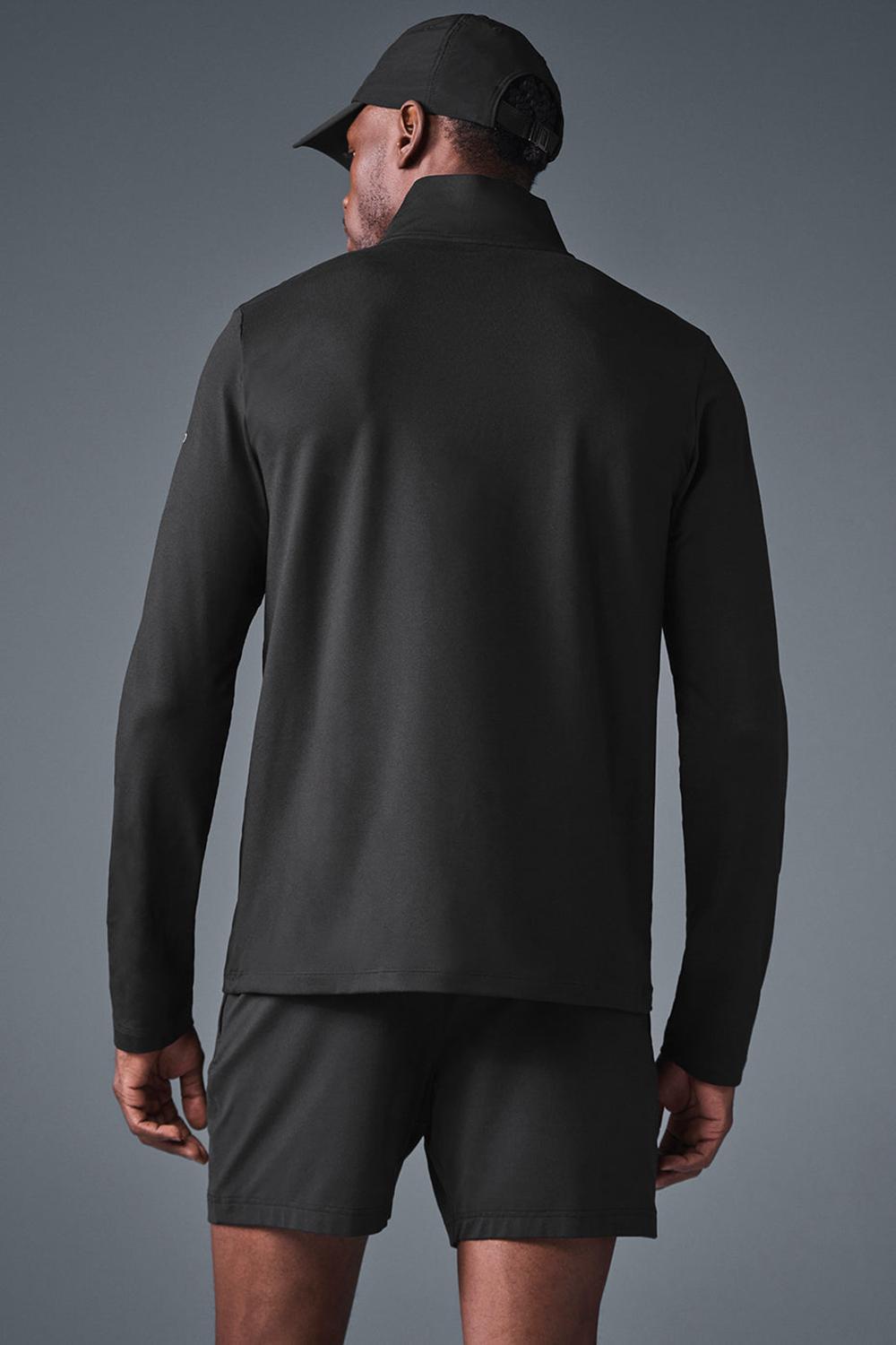 Camisetas Manga Larga Alo Yoga Conquer 1/4 Zip Reform Hombre Negras | Colombia  VQYX-29013