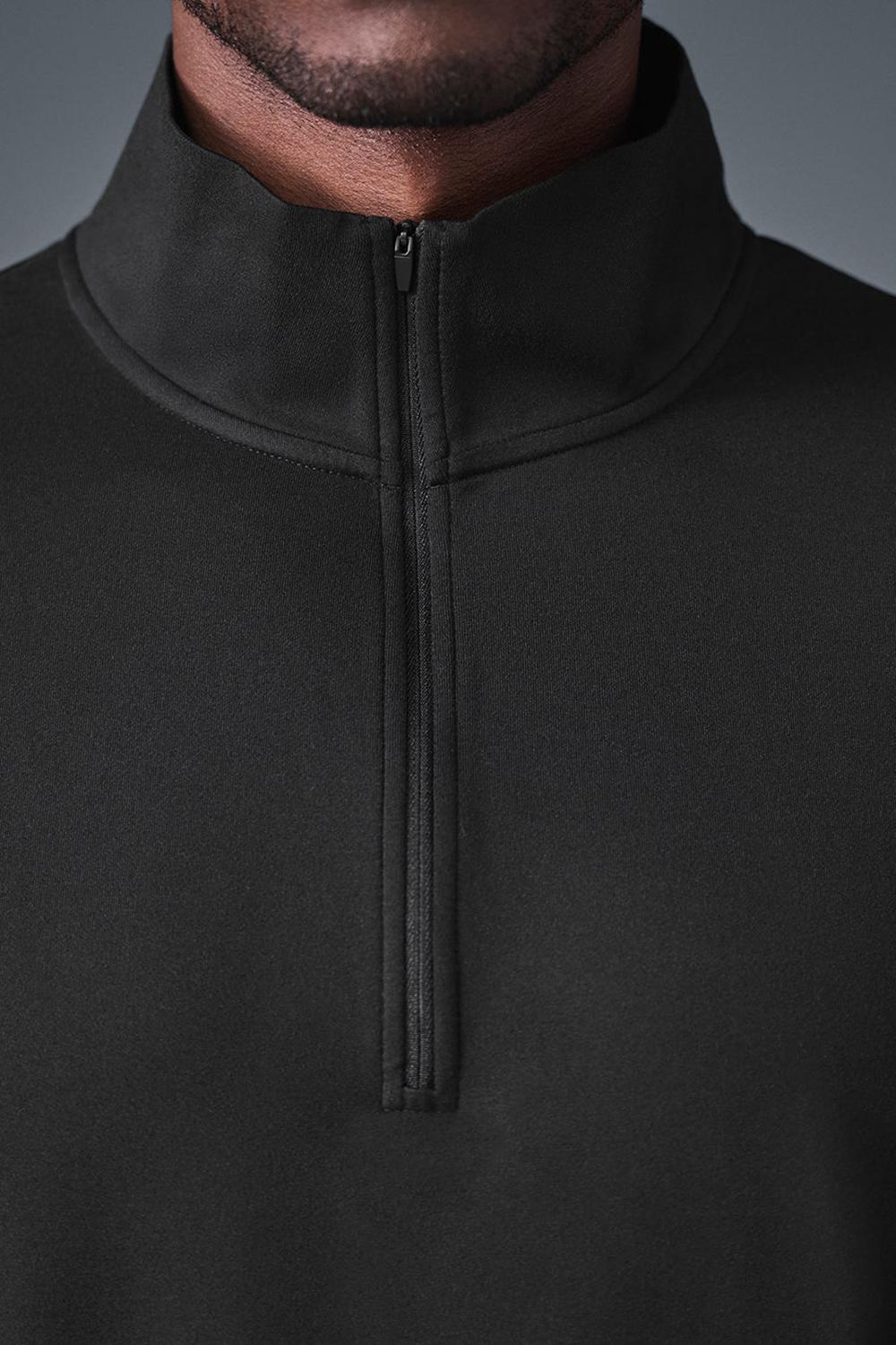 Camisetas Manga Larga Alo Yoga Conquer 1/4 Zip Reform Hombre Negras | Colombia  VQYX-29013