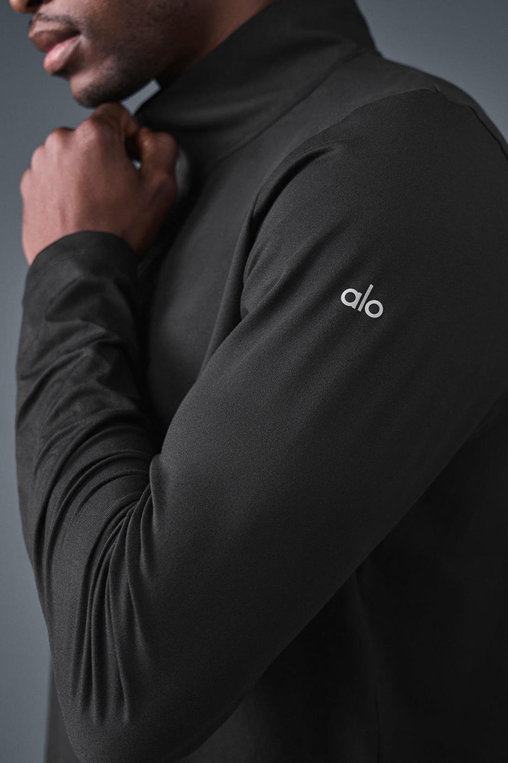 Camisetas Manga Larga Alo Yoga Conquer 1/4 Zip Reform Hombre Negras | Colombia  VQYX-29013