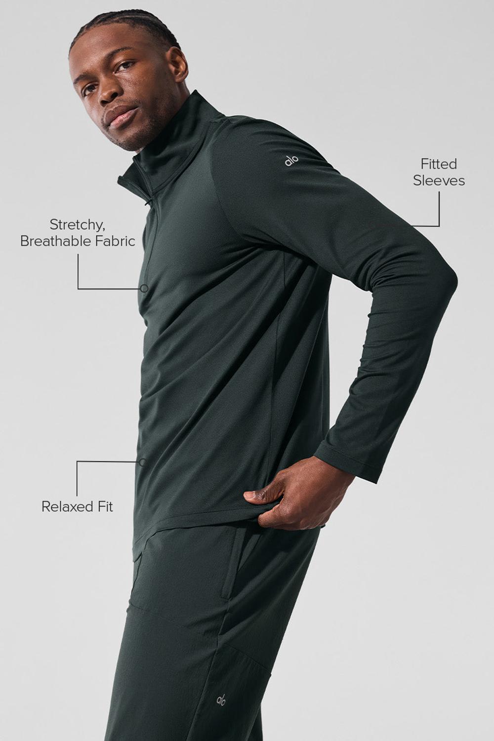 Camisetas Manga Larga Alo Yoga Conquer 1/4 Zip Reform Hombre Verde | Colombia  GLVZ-21578
