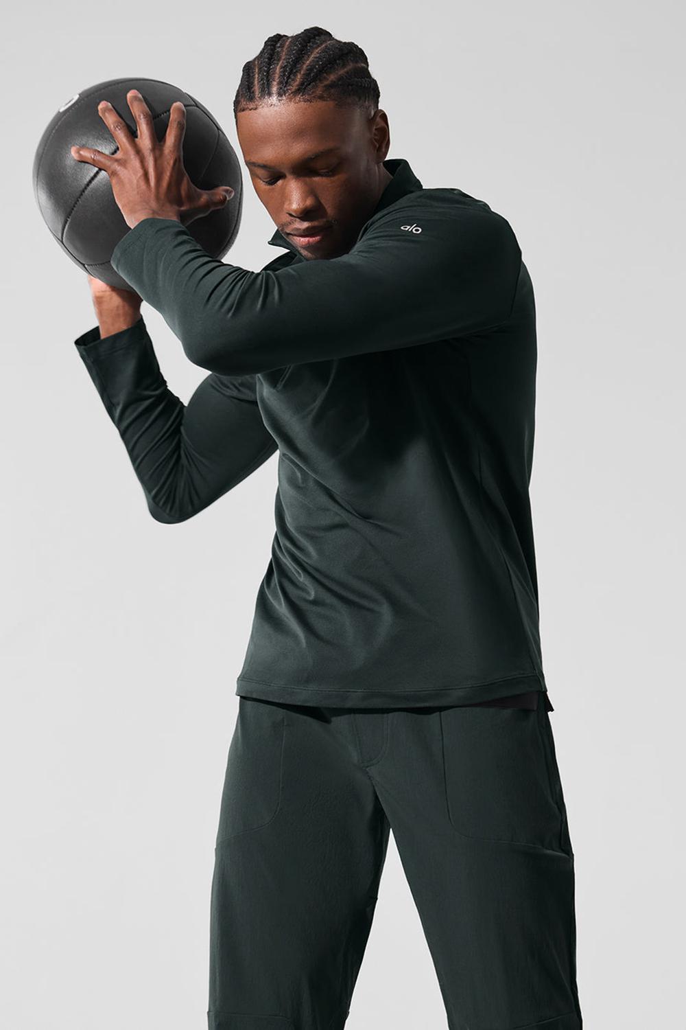 Camisetas Manga Larga Alo Yoga Conquer 1/4 Zip Reform Hombre Verde | Colombia  GLVZ-21578