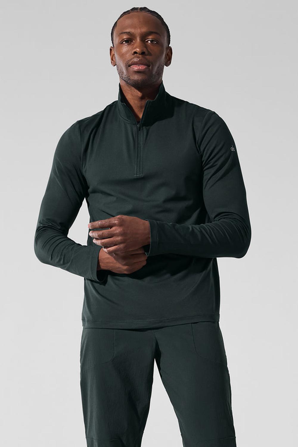 Camisetas Manga Larga Alo Yoga Conquer 1/4 Zip Reform Hombre Verde | Colombia  GLVZ-21578