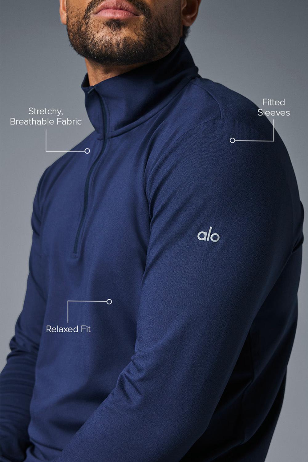 Camisetas Manga Larga Alo Yoga Conquer 1/4 Zip Reform Hombre Azul Marino | Colombia  SXYW-13729