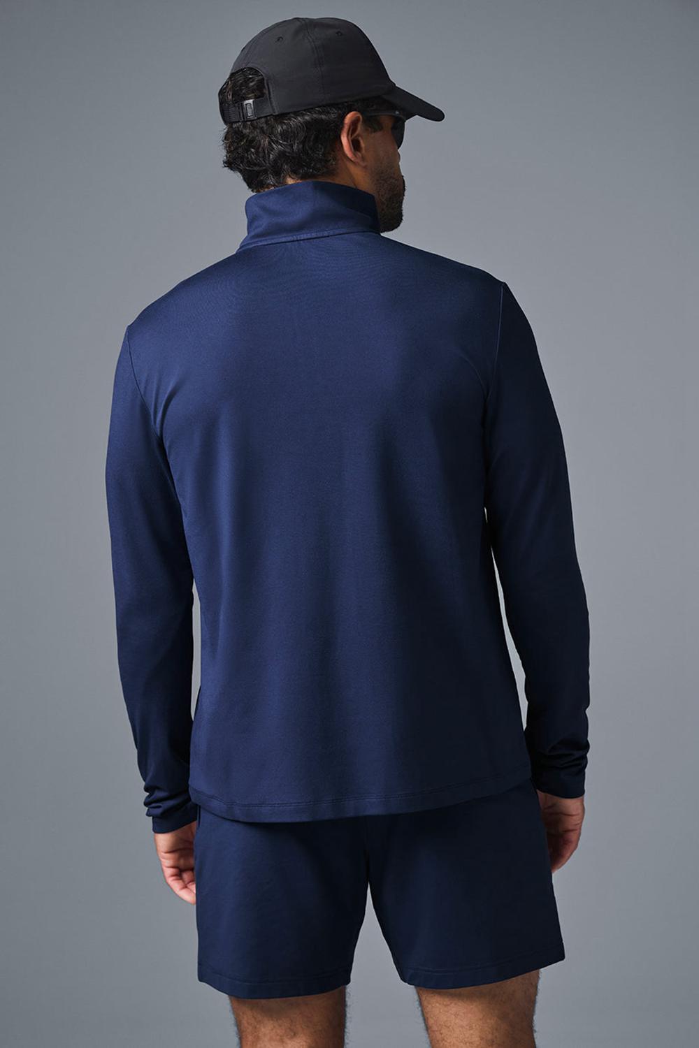 Camisetas Manga Larga Alo Yoga Conquer 1/4 Zip Reform Hombre Azul Marino | Colombia  SXYW-13729