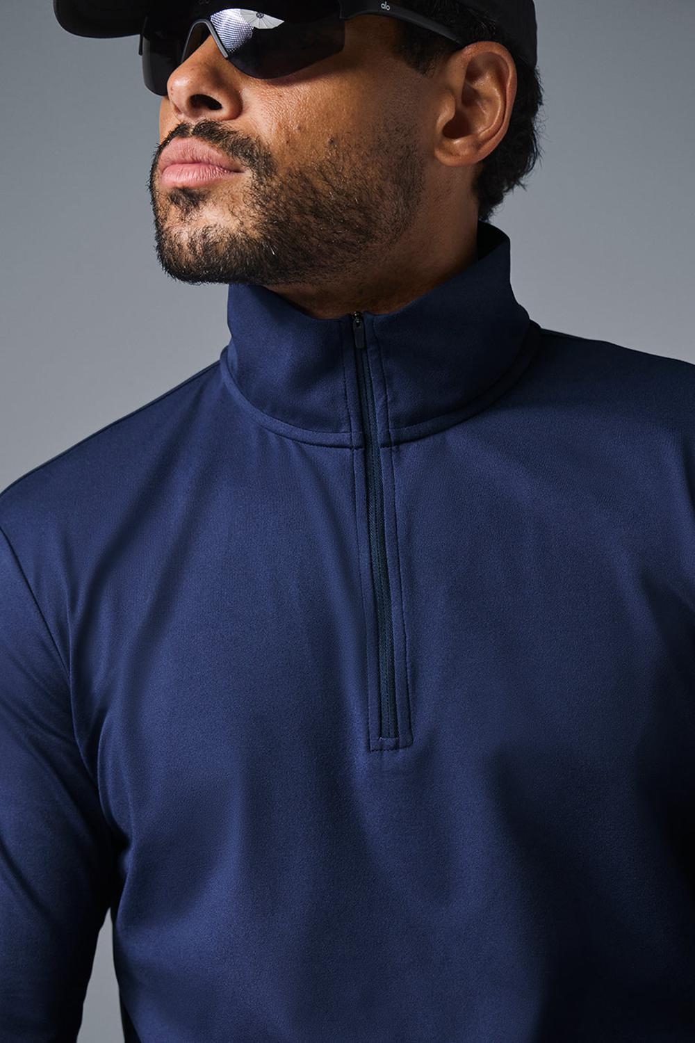 Camisetas Manga Larga Alo Yoga Conquer 1/4 Zip Reform Hombre Azul Marino | Colombia  SXYW-13729