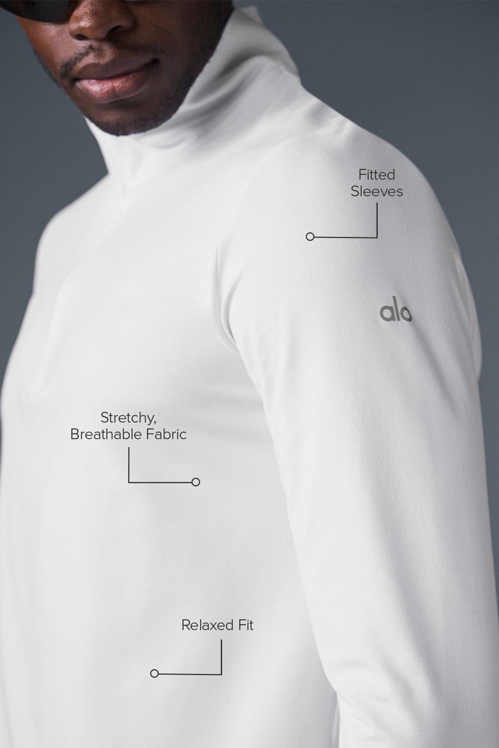 Camisetas Manga Larga Alo Yoga Conquer 1/4 Zip Reform Hombre Blancas | Colombia  DSPJ-32041