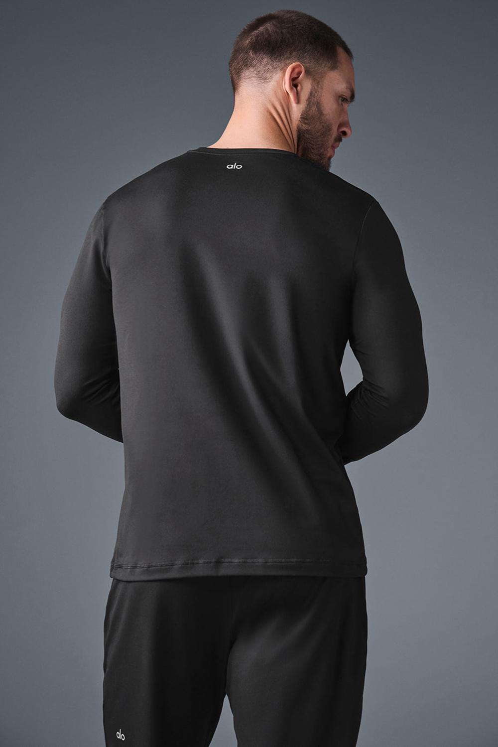Camisetas Manga Larga Alo Yoga Conquer Reform Crewneck Hombre Negras | Colombia  ASPN-14683