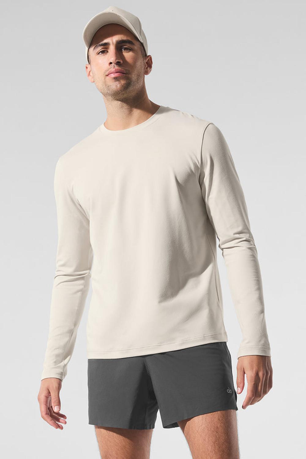 Camisetas Manga Larga Alo Yoga Conquer Reform Crewneck Hombre Bone | Colombia  CWIF-98306