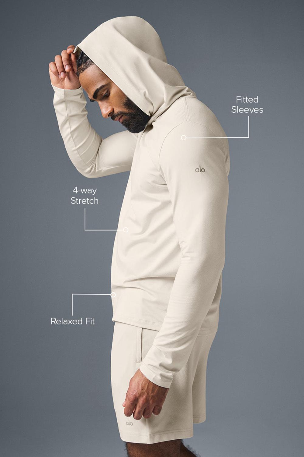 Camisetas Manga Larga Alo Yoga Conquer Reform With Hood Hombre Bone | Colombia  ANUP-13790