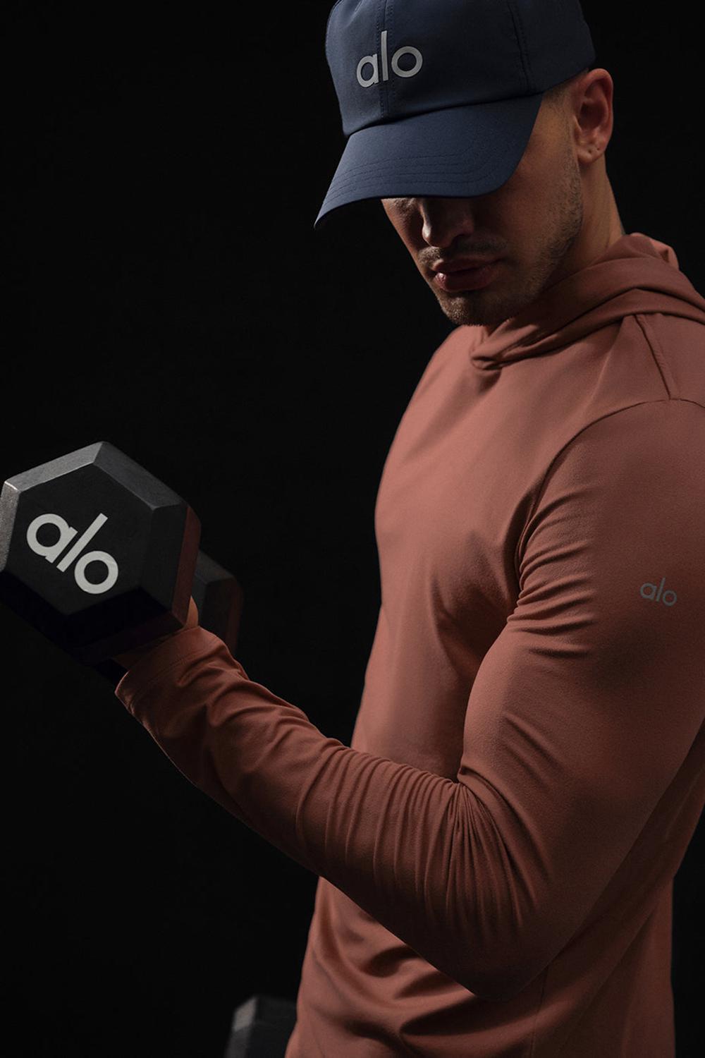 Camisetas Manga Larga Alo Yoga Conquer Reform With Hood Hombre Chestnut | Colombia  LDMQ-93520